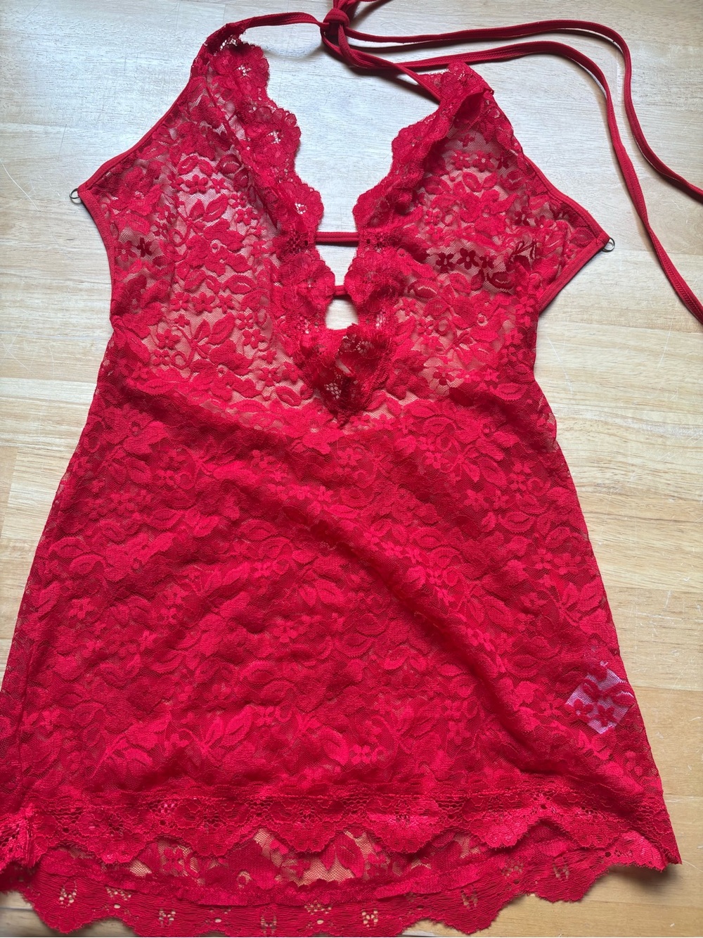 H&M Red Lace Halter Chemise Nightie